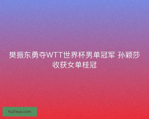 樊振东勇夺WTT世界杯男单冠军 孙颖莎收获女单桂冠