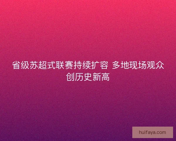 省级苏超式联赛持续扩容 多地现场观众创历史新高